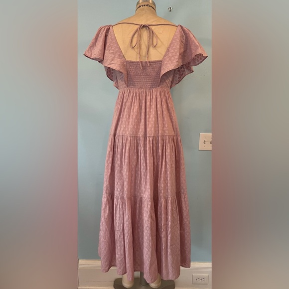 NWOT Madewell Tie-Back Flutter-Sleeve Tiered Midi Dress - Lavender- 6 - Picture 12 of 14